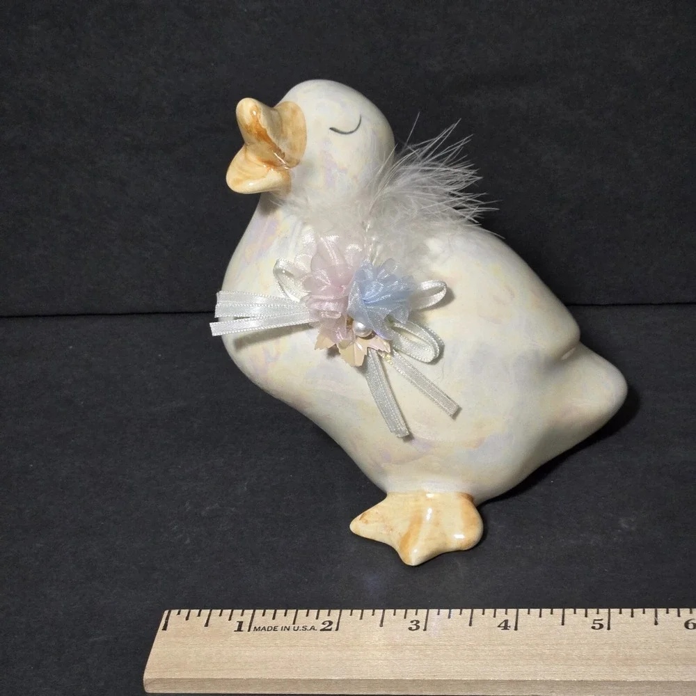 Vintage Enesco Duck Goose Cottagecore Easter Figurine Ceramic Kitchen Decor 1984
